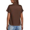 imageLYANER Womens Satin V Neck Short Sleeve Wrap Elegant Blouse ShirtDark Brown