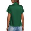 imageLYANER Womens Satin V Neck Short Sleeve Wrap Elegant Blouse ShirtDark Green