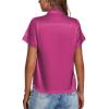 imageLYANER Womens Satin V Neck Short Sleeve Wrap Elegant Blouse ShirtRose