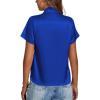 imageLYANER Womens Satin V Neck Short Sleeve Wrap Elegant Blouse ShirtRoyal Blue