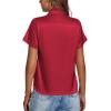 imageLYANER Womens Satin V Neck Short Sleeve Wrap Elegant Blouse ShirtWine Red