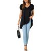 imageLYANER Womens V Neck High Low Hem Short Sleeve Flowy Blouse Tunic TShirt TopBlack
