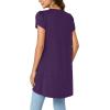 imageLYANER Womens V Neck High Low Hem Short Sleeve Flowy Blouse Tunic TShirt TopDeep Purple