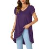 imageLYANER Womens V Neck High Low Hem Short Sleeve Flowy Blouse Tunic TShirt TopDeep Purple