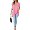 imageLYANER Womens V Neck High Low Hem Short Sleeve Flowy Blouse Tunic TShirt TopPink