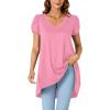 imageLYANER Womens V Neck High Low Hem Short Sleeve Flowy Blouse Tunic TShirt TopPink