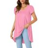 imageLYANER Womens V Neck High Low Hem Short Sleeve Flowy Blouse Tunic TShirt TopPink