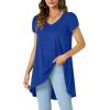 imageLYANER Womens V Neck High Low Hem Short Sleeve Flowy Blouse Tunic TShirt TopRoyal Blue