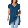 imageLYANER Womens V Neck High Low Hem Short Sleeve Flowy Blouse Tunic TShirt TopTeal