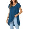 imageLYANER Womens V Neck High Low Hem Short Sleeve Flowy Blouse Tunic TShirt TopTeal