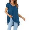 imageLYANER Womens V Neck High Low Hem Short Sleeve Flowy Blouse Tunic TShirt TopTeal