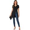 imageLYANER Womens V Neck Short Sleeve Side Split Asymmetrical Hem Longline Tunic Blouse TopBlack
