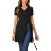 imageLYANER Womens V Neck Short Sleeve Side Split Asymmetrical Hem Longline Tunic Blouse TopBlack