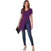 imageLYANER Womens V Neck Short Sleeve Side Split Asymmetrical Hem Longline Tunic Blouse TopDark Purple