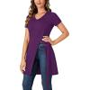imageLYANER Womens V Neck Short Sleeve Side Split Asymmetrical Hem Longline Tunic Blouse TopDark Purple