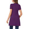 imageLYANER Womens V Neck Short Sleeve Side Split Asymmetrical Hem Longline Tunic Blouse TopDark Purple