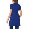 imageLYANER Womens V Neck Short Sleeve Side Split Asymmetrical Hem Longline Tunic Blouse TopRoyal Blue