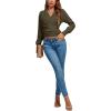 imageLYANER Womens Wrap V Neck Long Sleeve Tie Back Ruched Crop Top Blouse ShirtArmy Green