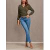 imageLYANER Womens Wrap V Neck Long Sleeve Tie Back Ruched Crop Top Blouse ShirtArmy Green