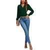imageLYANER Womens Wrap V Neck Long Sleeve Tie Back Ruched Crop Top Blouse ShirtDark Green