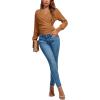 imageLYANER Womens Wrap V Neck Long Sleeve Tie Back Ruched Crop Top Blouse ShirtLight Brown