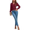imageLYANER Womens Wrap V Neck Long Sleeve Tie Back Ruched Crop Top Blouse ShirtPurplish Red