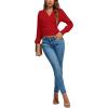 imageLYANER Womens Wrap V Neck Long Sleeve Tie Back Ruched Crop Top Blouse ShirtRed
