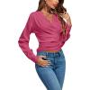 imageLYANER Womens Wrap V Neck Long Sleeve Tie Back Ruched Crop Top Blouse ShirtRose