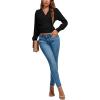 imageLYANER Womens Wrap V Neck Long Sleeve Tie Back Ruched Crop Top Blouse ShirtSolid Black