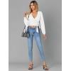 imageLYANER Womens Wrap V Neck Self Tie Knot Bishop Long Sleeve Ribbed Knit Crop Blouse TShirt TopWhite