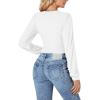 imageLYANER Womens Wrap V Neck Self Tie Knot Bishop Long Sleeve Ribbed Knit Crop Blouse TShirt TopWhite