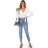 imageLYANER Womens Wrap V Neck Self Tie Knot Bishop Long Sleeve Ribbed Knit Crop Blouse TShirt TopWhite