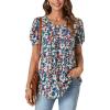 imageLYANER Womens Boho Puff Short Sleeve Tunic Tops Crewneck Pleated Casual Summer Shirt BlouseGreen