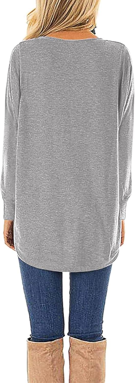 imageLYANER Womens Casual Crewneck Long Sleeve Blouse Tunic Top with PocketGray
