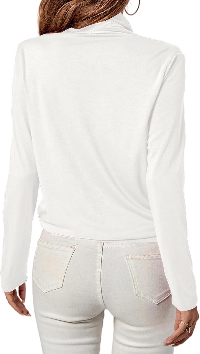 imageLYANER Womens Casual V Neck Cross Wrap Long Sleeve Solid Blouse Shirt TopWhite1