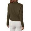 imageLYANER Womens Casual V Neck Cross Wrap Long Sleeve Solid Blouse Shirt TopArmy Green