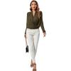 imageLYANER Womens Casual V Neck Cross Wrap Long Sleeve Solid Blouse Shirt TopArmy Green