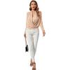 imageLYANER Womens Casual V Neck Cross Wrap Long Sleeve Solid Blouse Shirt TopBeige