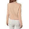 imageLYANER Womens Casual V Neck Cross Wrap Long Sleeve Solid Blouse Shirt TopBeige