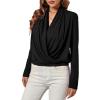 imageLYANER Womens Casual V Neck Cross Wrap Long Sleeve Solid Blouse Shirt TopBlack1