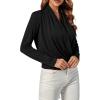 imageLYANER Womens Casual V Neck Cross Wrap Long Sleeve Solid Blouse Shirt TopBlack1