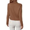 imageLYANER Womens Casual V Neck Cross Wrap Long Sleeve Solid Blouse Shirt TopDark Khaki