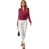 imageLYANER Womens Casual V Neck Cross Wrap Long Sleeve Solid Blouse Shirt TopDark Red