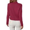 imageLYANER Womens Casual V Neck Cross Wrap Long Sleeve Solid Blouse Shirt TopDark Red