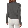 imageLYANER Womens Casual V Neck Cross Wrap Long Sleeve Solid Blouse Shirt TopGray