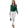 imageLYANER Womens Casual V Neck Cross Wrap Long Sleeve Solid Blouse Shirt TopGreen