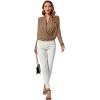 imageLYANER Womens Casual V Neck Cross Wrap Long Sleeve Solid Blouse Shirt TopLight Brown