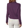 imageLYANER Womens Casual V Neck Cross Wrap Long Sleeve Solid Blouse Shirt TopPurple
