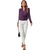 imageLYANER Womens Casual V Neck Cross Wrap Long Sleeve Solid Blouse Shirt TopPurple