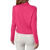 imageLYANER Womens Casual V Neck Cross Wrap Long Sleeve Solid Blouse Shirt TopRose Red
